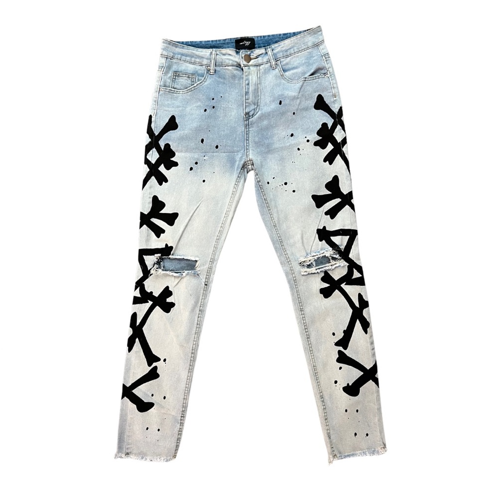 Light Denim Ripped Skinny Jeans by vontayy